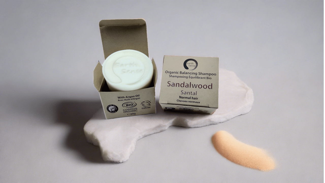 Organic Certified Balancing Solid Shampoo - Sandalwood - Normal & all Hair Types 60g - Nathan boutique Organic Balancing Solid Shampoo