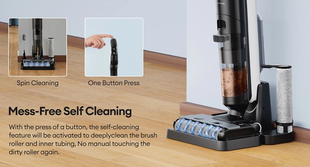 Ultenic AC1 Elite Cordless Vacuum And Mop with SelfCleaning Up to 50min Runtime Smart Dirt Detection 3 Cleaning Mode LCD Display - Nathan boutique