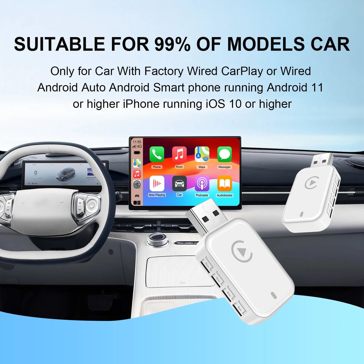 Wireless CarPlay Android Auto Adapter CarPlay Android Auto 2 in 1, for Almost All Kinds of Factory Wired Car - Nathan boutique