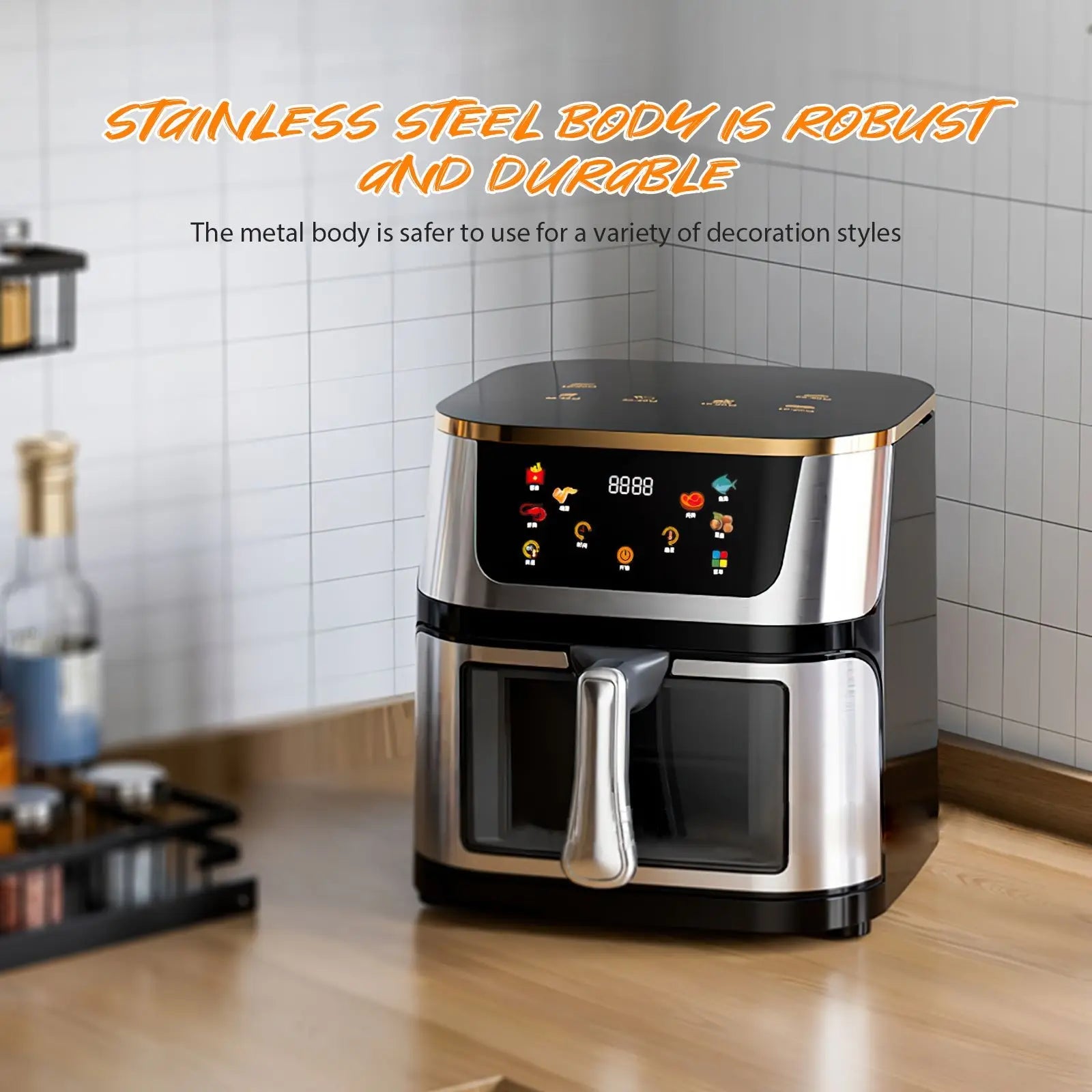 12L air fryer with intelligent smoking program 2800W large multifunctional capacity stainless steel - Nathan boutique