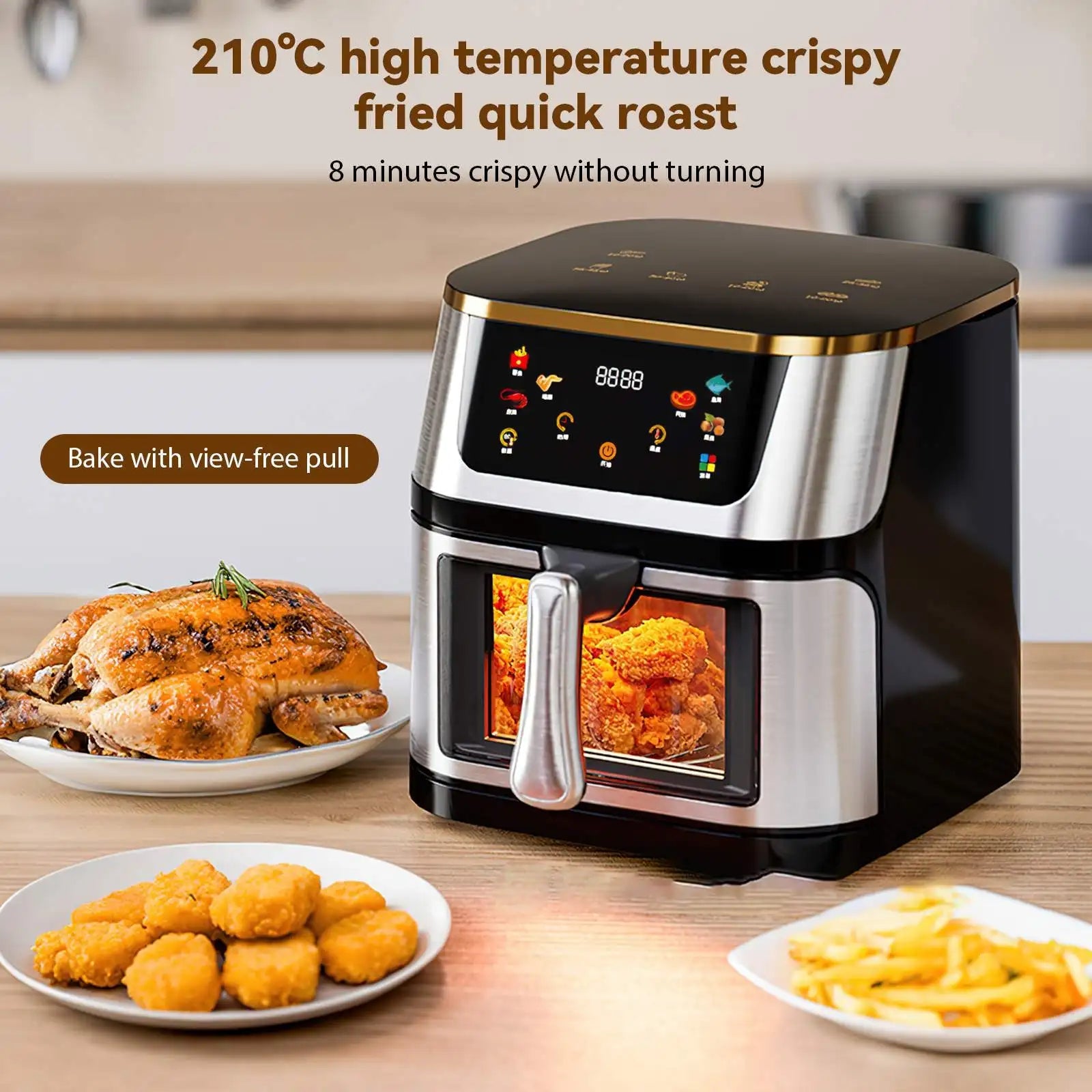 12L air fryer with intelligent smoking program 2800W large multifunctional capacity stainless steel - Nathan boutique