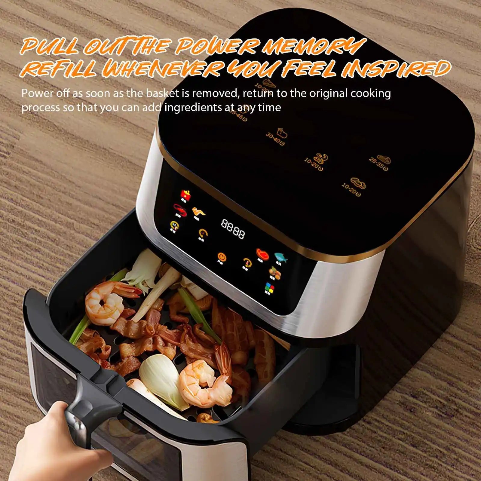 12L air fryer with intelligent smoking program 2800W large multifunctional capacity stainless steel - Nathan boutique