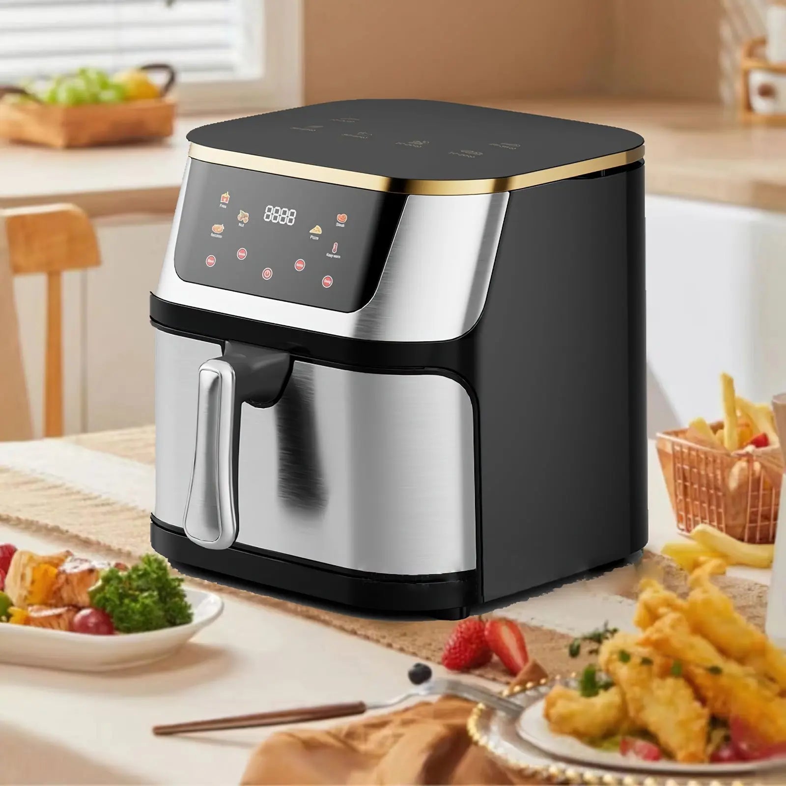 12L air fryer with intelligent smoking program 2800W large multifunctional capacity stainless steel - Nathan boutique