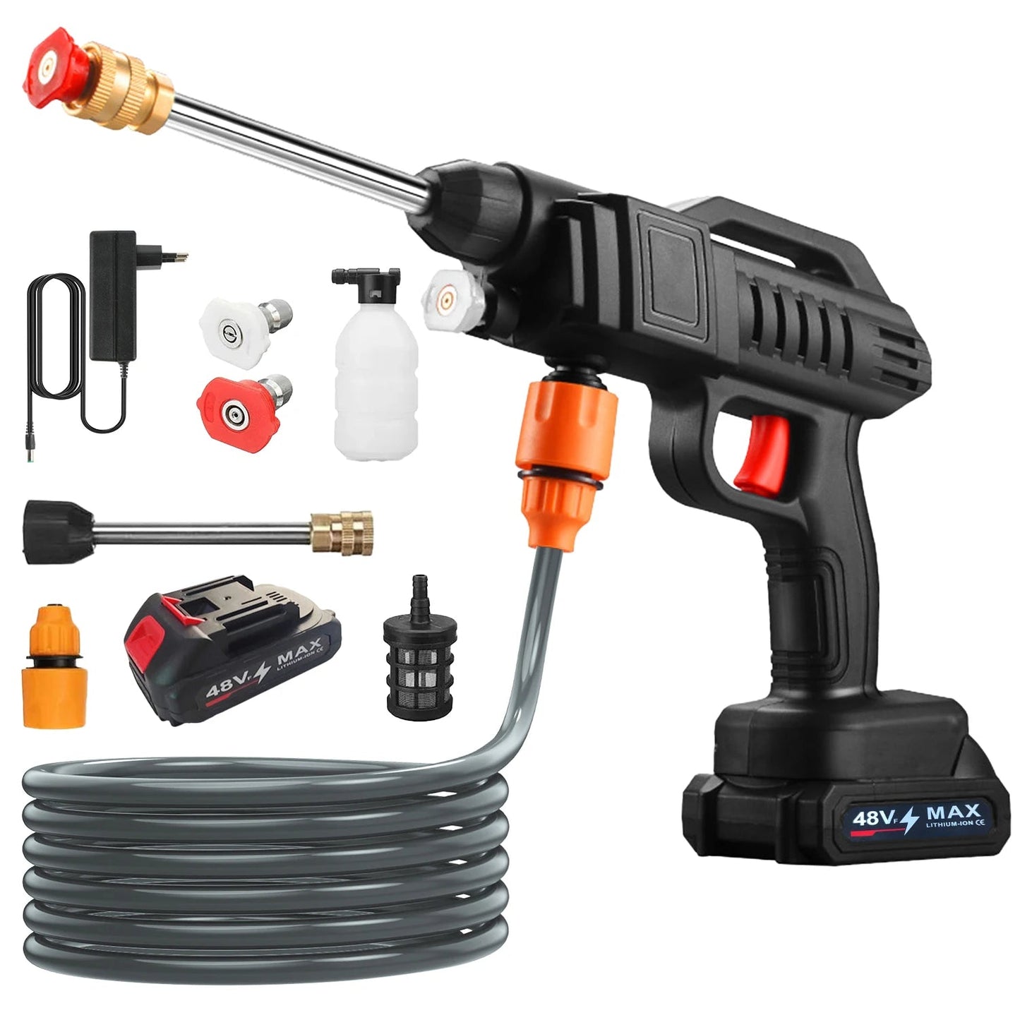 1500W Cordless High Pressure Cleaner Washer Spray Water Gun Car Wash Pressure Water Cleaning Machine for 48V Battery - Nathan boutique
