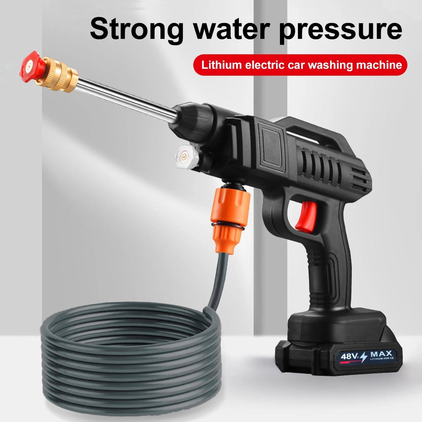 1500W Cordless High Pressure Cleaner Washer Spray Water Gun Car Wash Pressure Water Cleaning Machine for 48V Battery - Nathan boutique