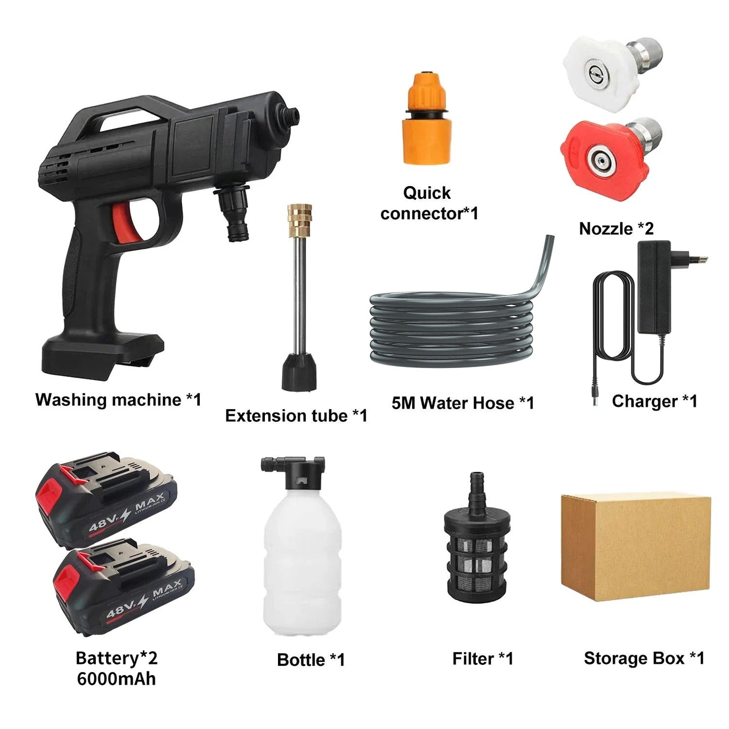 1500W Cordless High Pressure Cleaner Washer Spray Water Gun Car Wash Pressure Water Cleaning Machine for 48V Battery - Nathan boutique