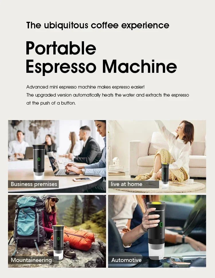 3 - in - 1 Portable Capsule Coffee Maker, Wireless Heating Electric Espresso Coffee Maker for Car Home, Travel Camping Coffee Maker - Nathan boutique