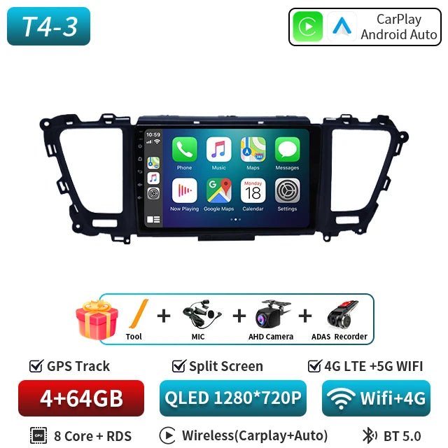 Car Radio Android16 Carplay Auto For Kia Carnival YP Sedona 2014 2015 2017 2018 - 2020 Multimedia Player WIFI+5G DSP Stereo 2 Din - Nathan boutique