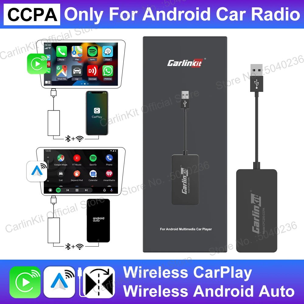 CarlinKit CCPA Wireless CarPlay For Android Car Radio Wireless Android Auto Wireless Auto Connect Mirrorlink Smart USB Adapter - Nathan boutique
