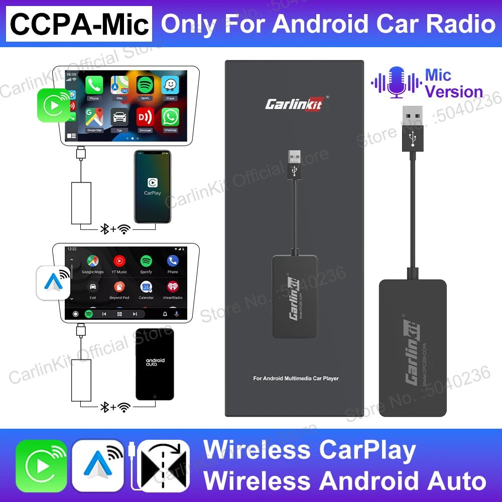 CarlinKit CCPA Wireless CarPlay For Android Car Radio Wireless Android Auto Wireless Auto Connect Mirrorlink Smart USB Adapter - Nathan boutique
