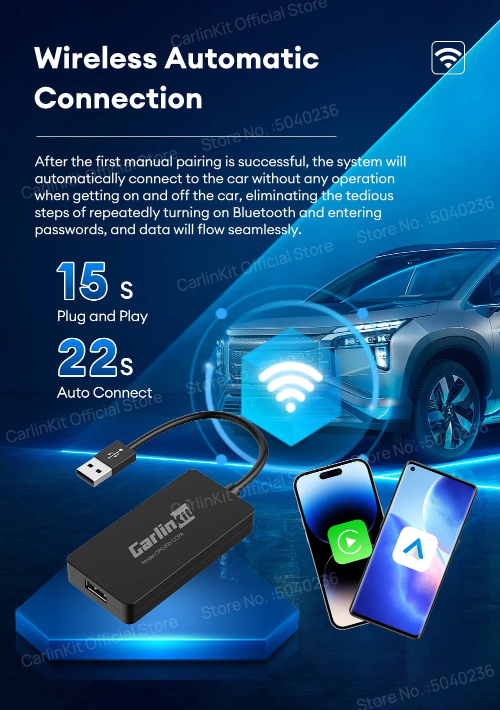 CarlinKit CCPA Wireless CarPlay For Android Car Radio Wireless Android Auto Wireless Auto Connect Mirrorlink Smart USB Adapter - Nathan boutique