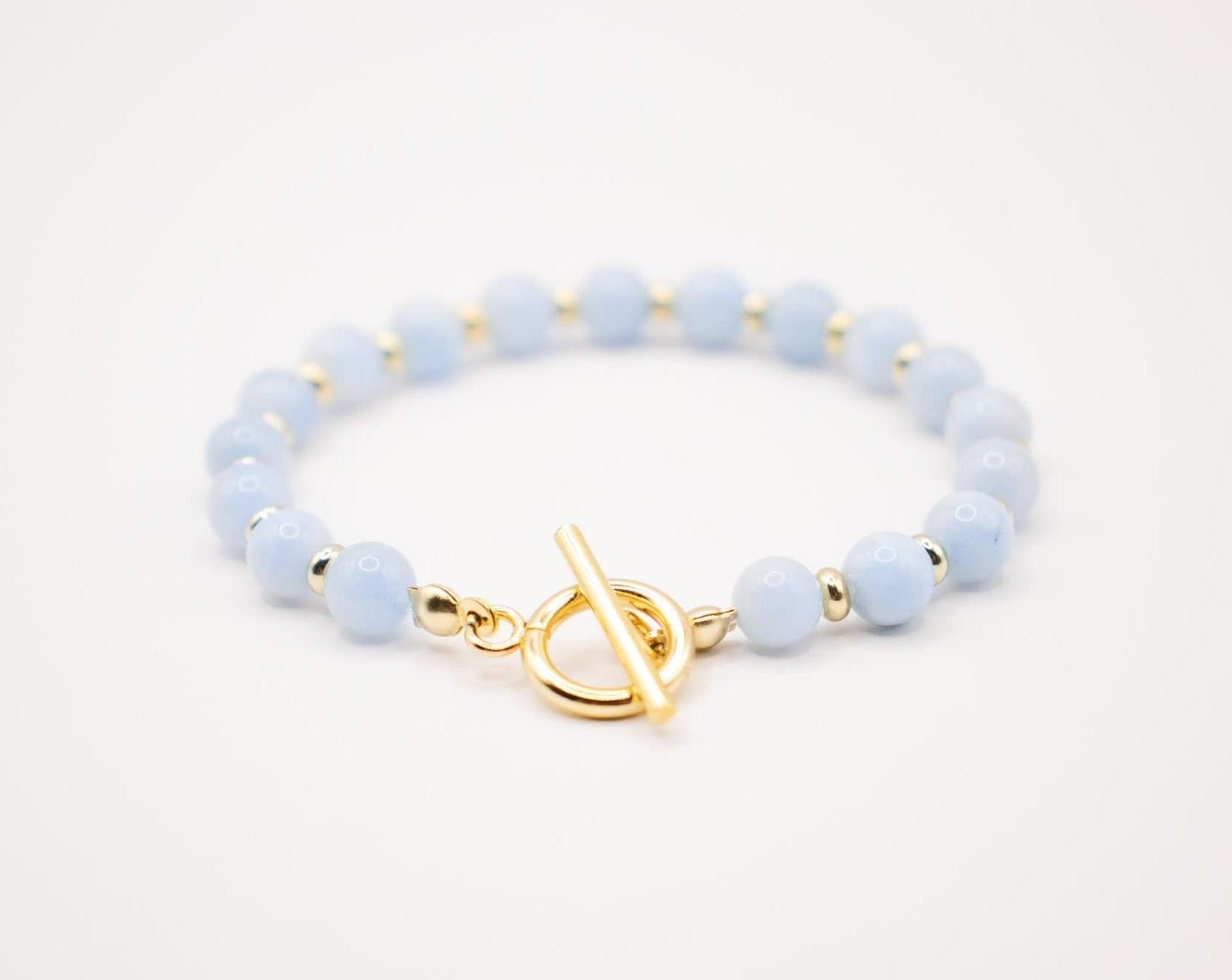CIRCÉ | Bracelet en Aigue - marine et plaqué Or 18 et 24 carats - Nathan boutique Bracelets en pierres fines
