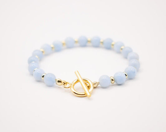 CIRCÉ | Bracelet en Aigue - marine et plaqué Or 18 et 24 carats - Nathan boutique Bracelets en pierres fines