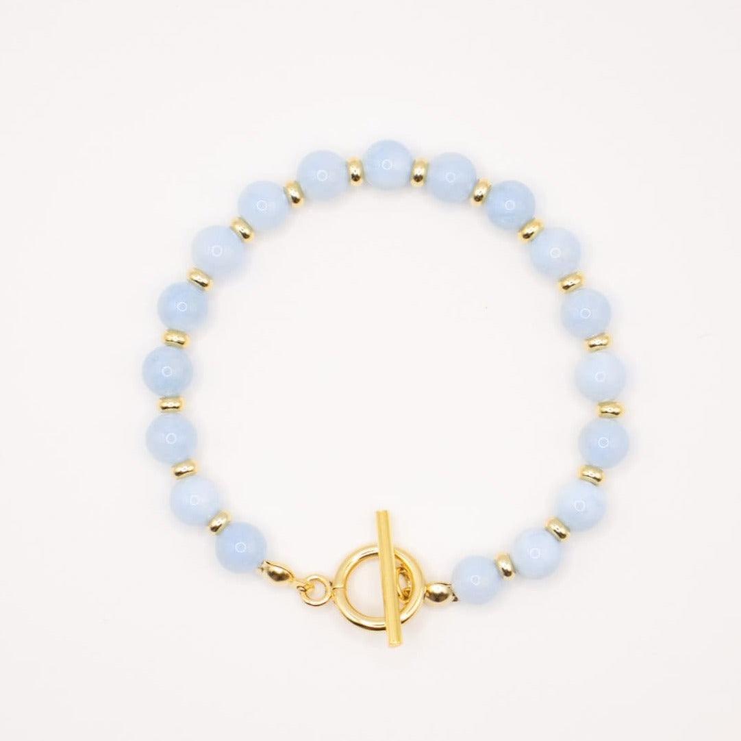 CIRCÉ | Bracelet en Aigue - marine et plaqué Or 18 et 24 carats - Nathan boutique Bracelets en pierres fines
