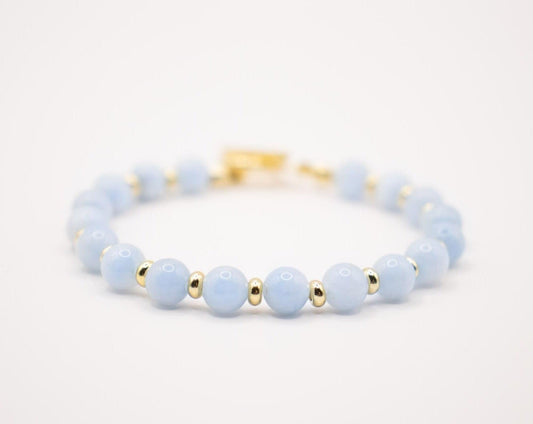 CIRCÉ | Bracelet en Aigue - marine et plaqué Or 18 et 24 carats - Nathan boutique Bracelets en pierres fines