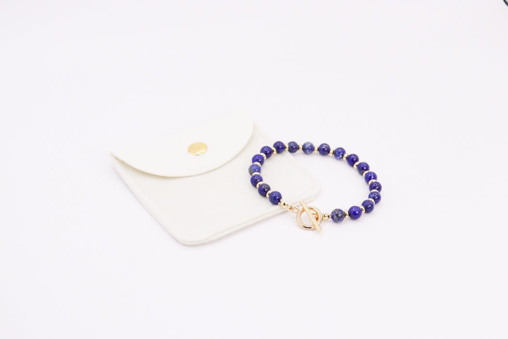 CIRCÉ | Bracelet en Aigue - marine et plaqué Or 18 et 24 carats - Nathan boutique Bracelets en pierres fines