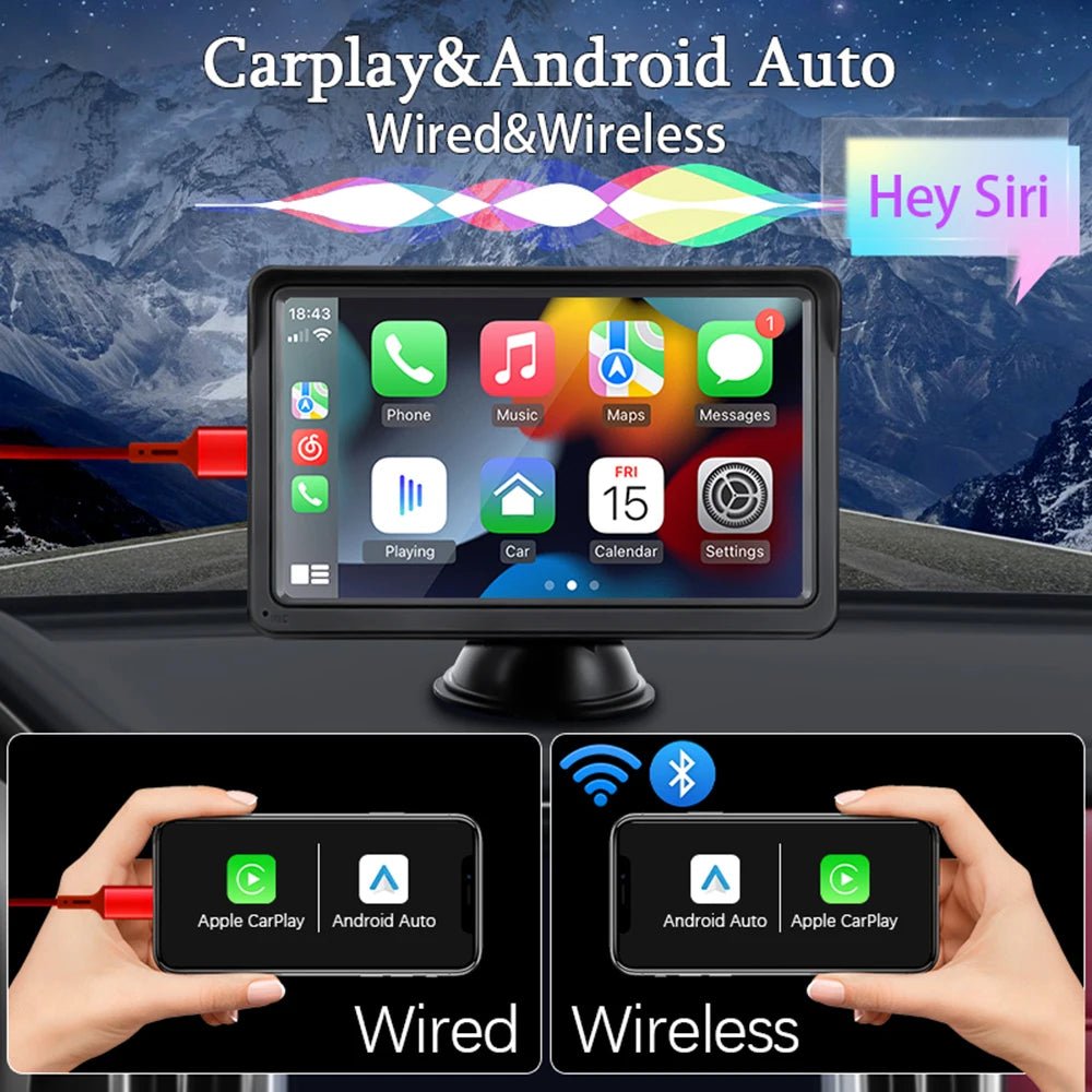 HIPPBQCC CarPlay Android Auto Car Radio Multimedia Video Player 7inch Portable Touch Screen With USB AUX For Rear View Camera - Nathan boutique