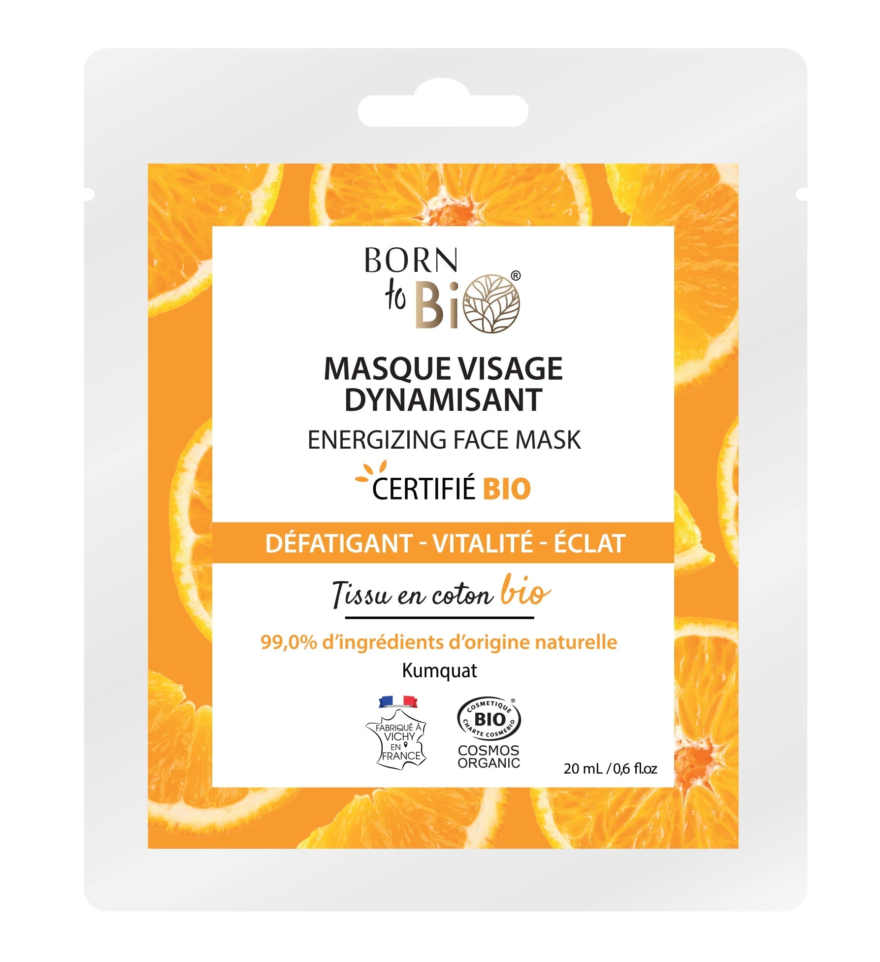 Masque visage Dynamisant en coton - Certifié Bio - Nathan boutique Masques