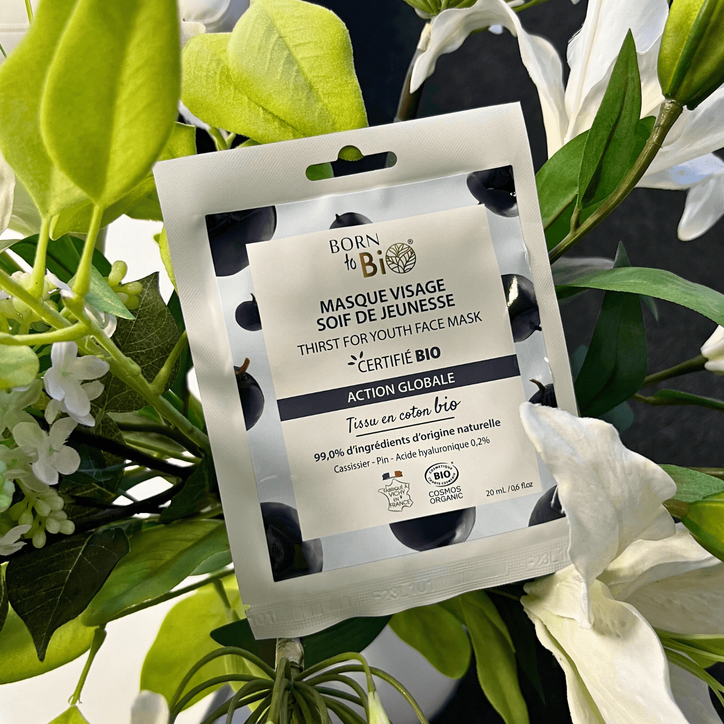 Masque visage Soif de Jeunesse en coton - Certifié Bio - Nathan boutique Masques