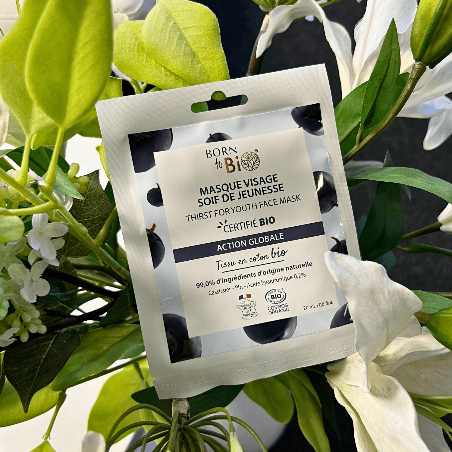 Masque visage Soif de Jeunesse en coton - Certifié Bio - Nathan boutique Masques