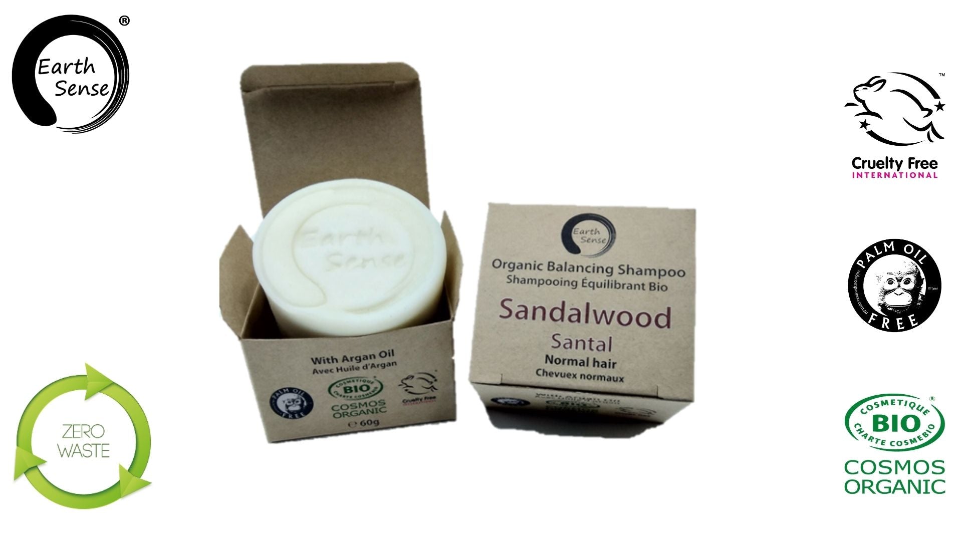 Organic Certified Balancing Solid Shampoo - Sandalwood - Normal & all Hair Types 60g - Nathan boutique Organic Balancing Solid Shampoo