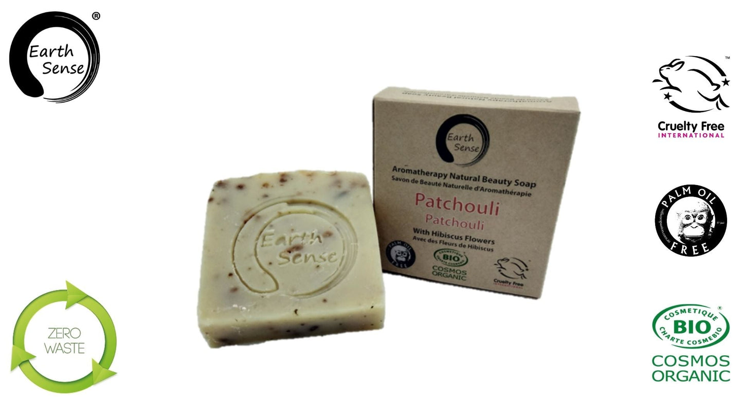 Organic Certified Solid Soap - Patchouli with Hibiscus Flowers 90g - Nathan boutique Organic Solid Soap