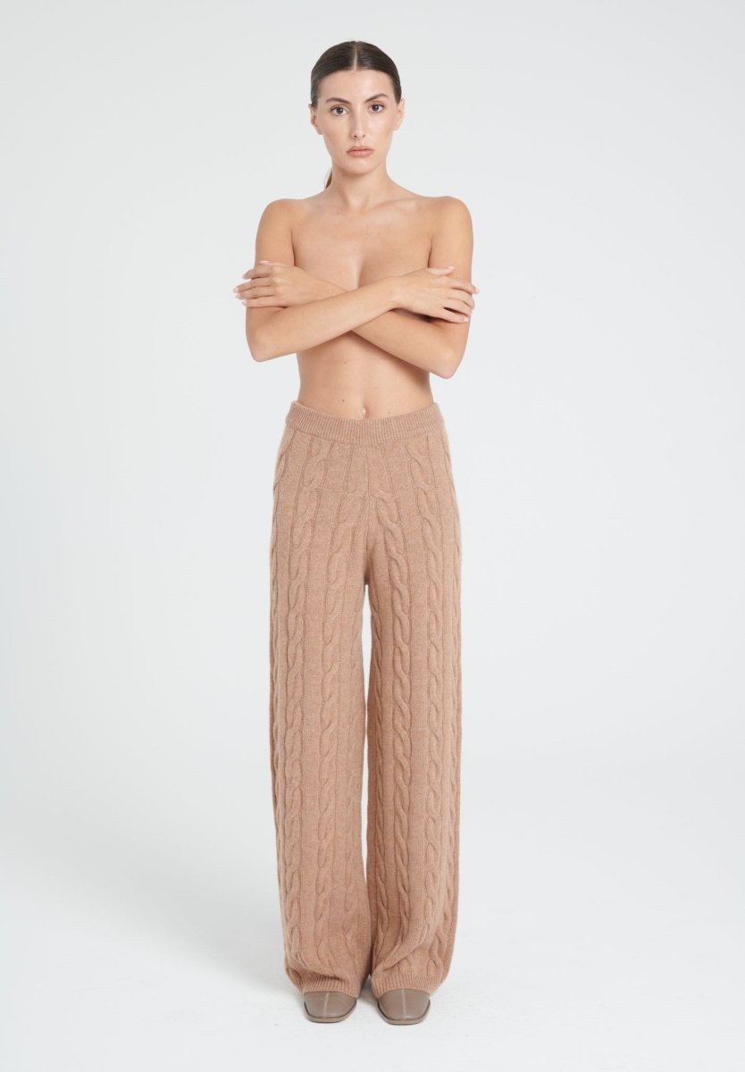 Pantalon cachemire 6 fils camel femme - ZAYA 6 - Nathan boutique pantalon femme