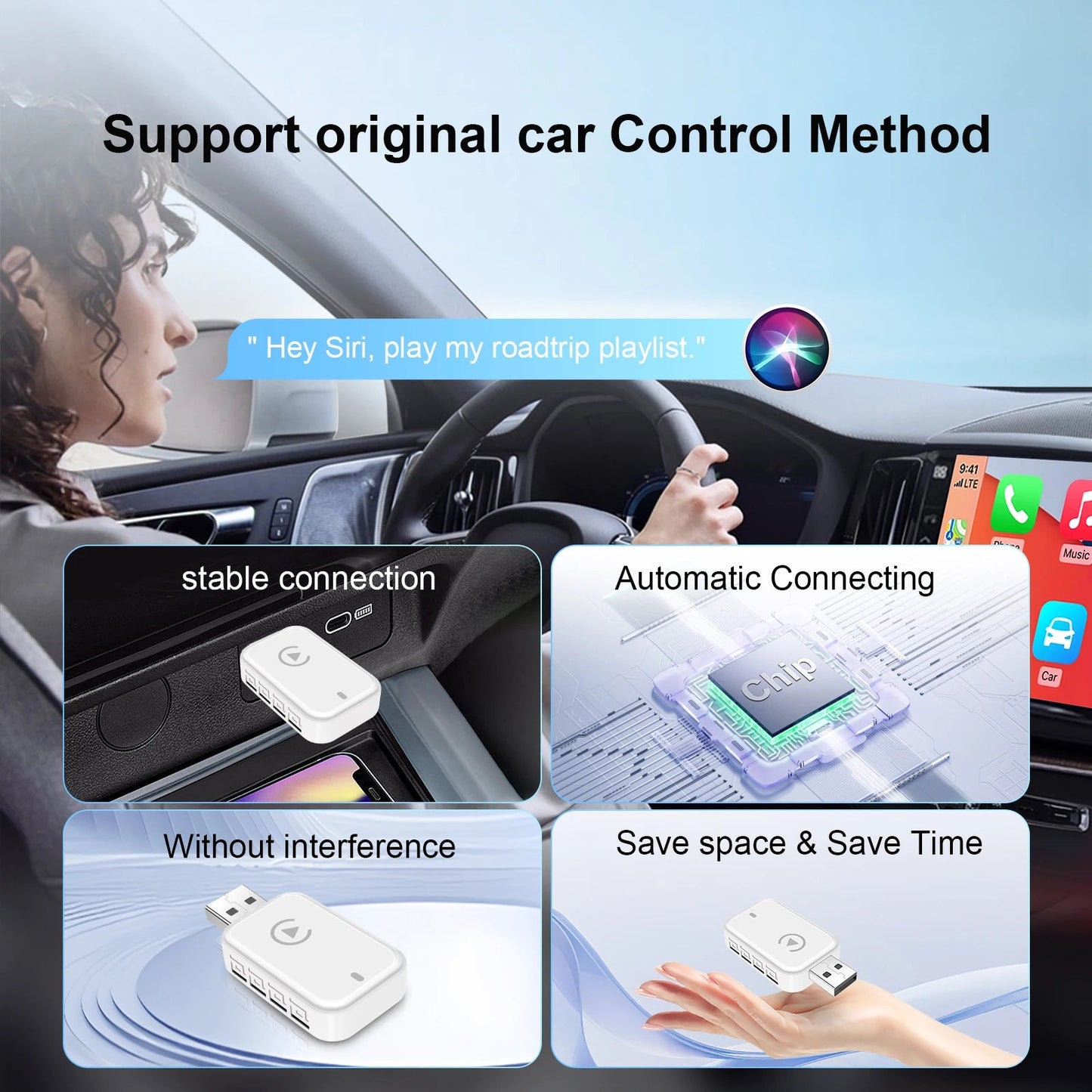 Wireless CarPlay Android Auto Adapter CarPlay Android Auto 2 in 1, for Almost All Kinds of Factory Wired Car - Nathan boutique