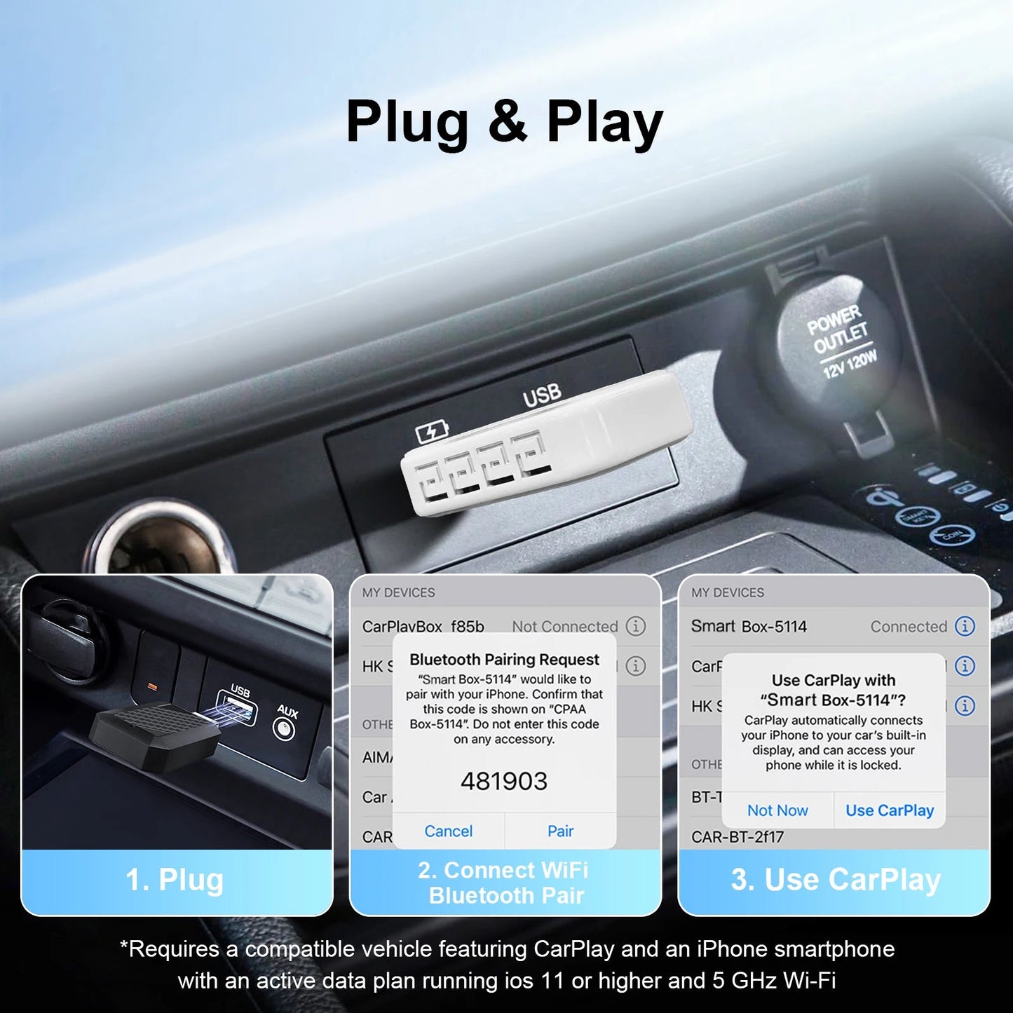 Wireless CarPlay Android Auto Adapter CarPlay Android Auto 2 in 1, for Almost All Kinds of Factory Wired Car - Nathan boutique