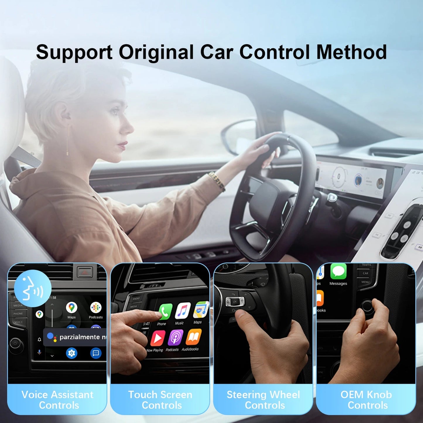 Wireless CarPlay Android Auto Adapter CarPlay Android Auto 2 in 1, for Almost All Kinds of Factory Wired Car - Nathan boutique