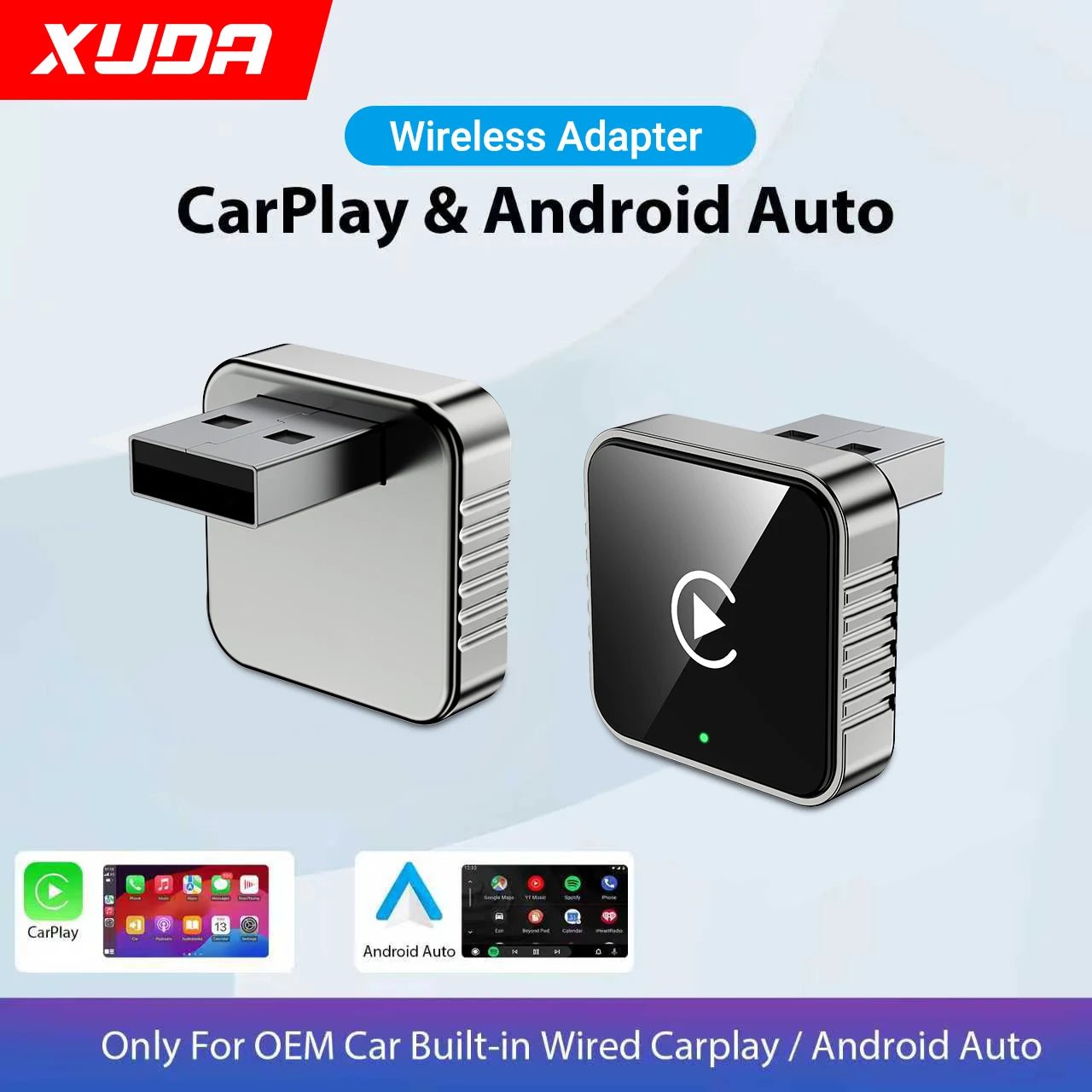 XUDA 2 in1 Wired to Wireless CarPlay Android Auto Adapter for OEM Car Stereo With USB Dongle Smart Mini Box Plug and Play Blueto - Nathan boutique