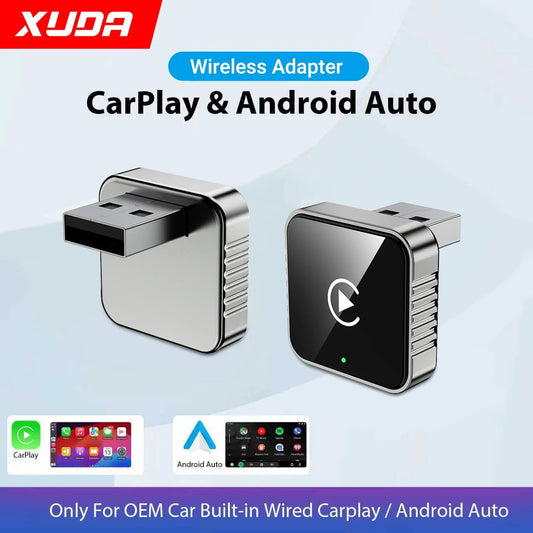 XUDA 2 in1 Wired to Wireless CarPlay Android Auto Adapter for OEM Car Stereo With USB Dongle Smart Mini Box Plug and Play Blueto - Nathan boutique