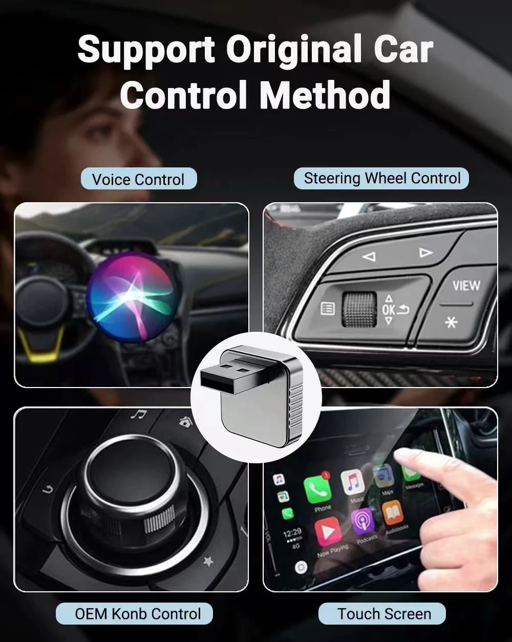 XUDA 2 in1 Wired to Wireless CarPlay Android Auto Adapter for OEM Car Stereo With USB Dongle Smart Mini Box Plug and Play Blueto - Nathan boutique