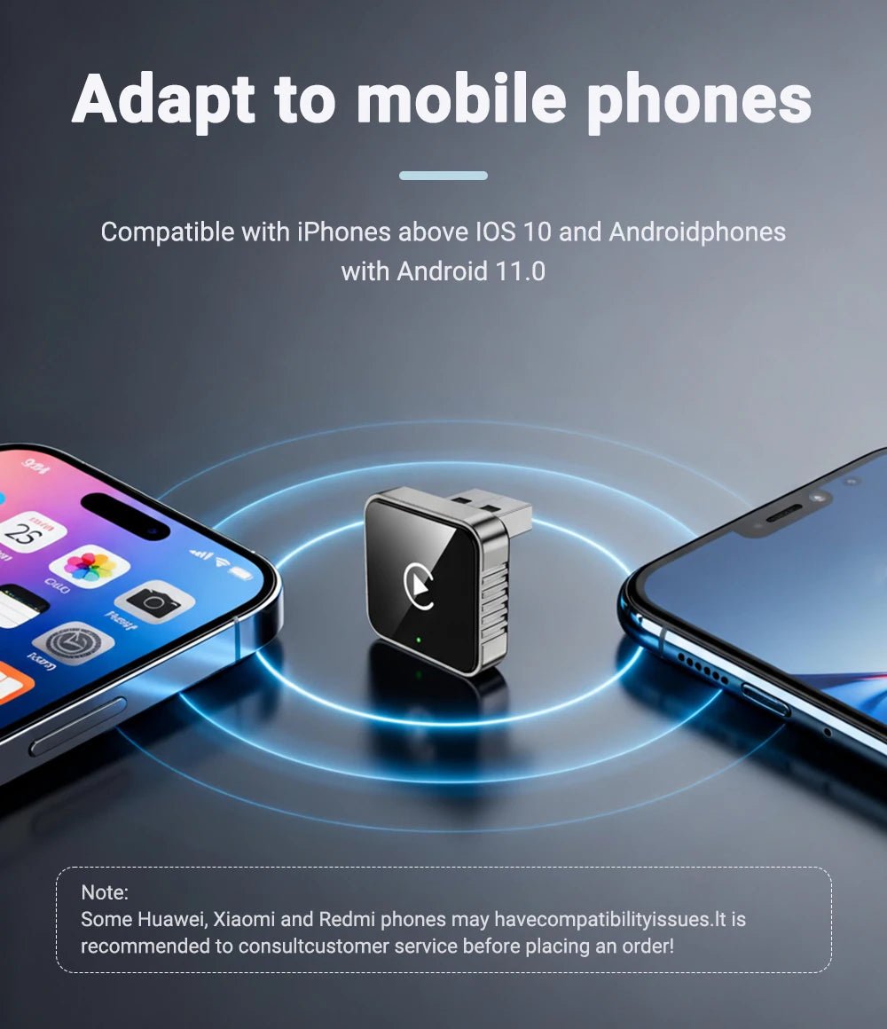 XUDA 2 in1 Wired to Wireless CarPlay Android Auto Adapter for OEM Car Stereo With USB Dongle Smart Mini Box Plug and Play Blueto - Nathan boutique