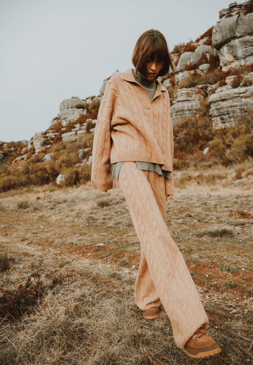 Pantalon cachemire 6 fils camel femme - ZAYA 6-4